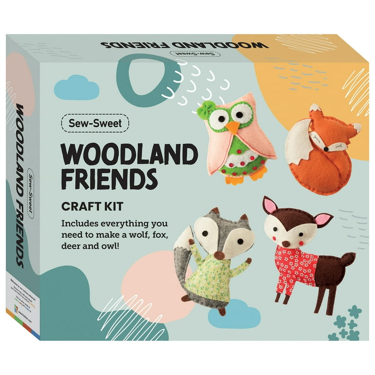 Hinkler: Sew-Sweet Woodland Friends - DIY Sewing Craft Kit, Create 4  Stuffed Felt Animals, Learn How to Sew, Activity Kit for Adults & Kids