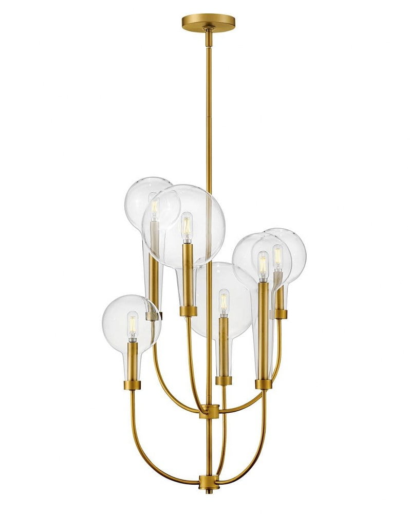 Alchemy 6-Light Lacquered Brass Cage Chandelier with Clear Glass