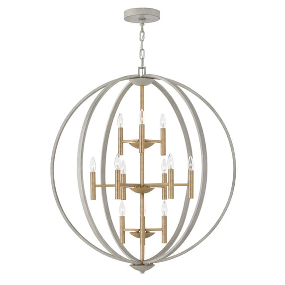 3469CG Hinkley Lighting Euclid - 12 Light Large 3-Tier Orb Foyer in Transitional-Modern Style - 36 Inches Wide by 41 Inches High-Cement Gray Finish