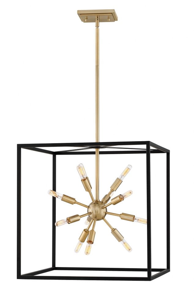 Aros Modern 12-Light Black and Polished Nickel Sputnik Chandelier