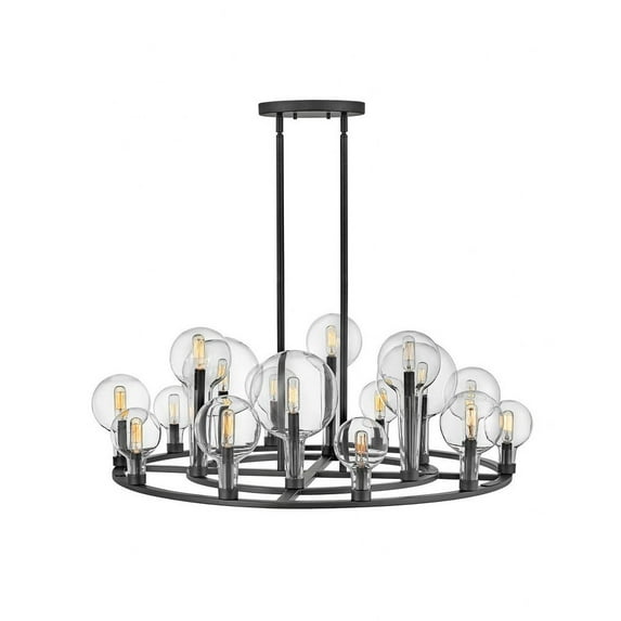 Fifteen Light Large Chandelier In Transitional-Industrial Style 37.75 Inches Wide By 16.25 Inches High-Black Finish Hinkley Lighting 30529Bk