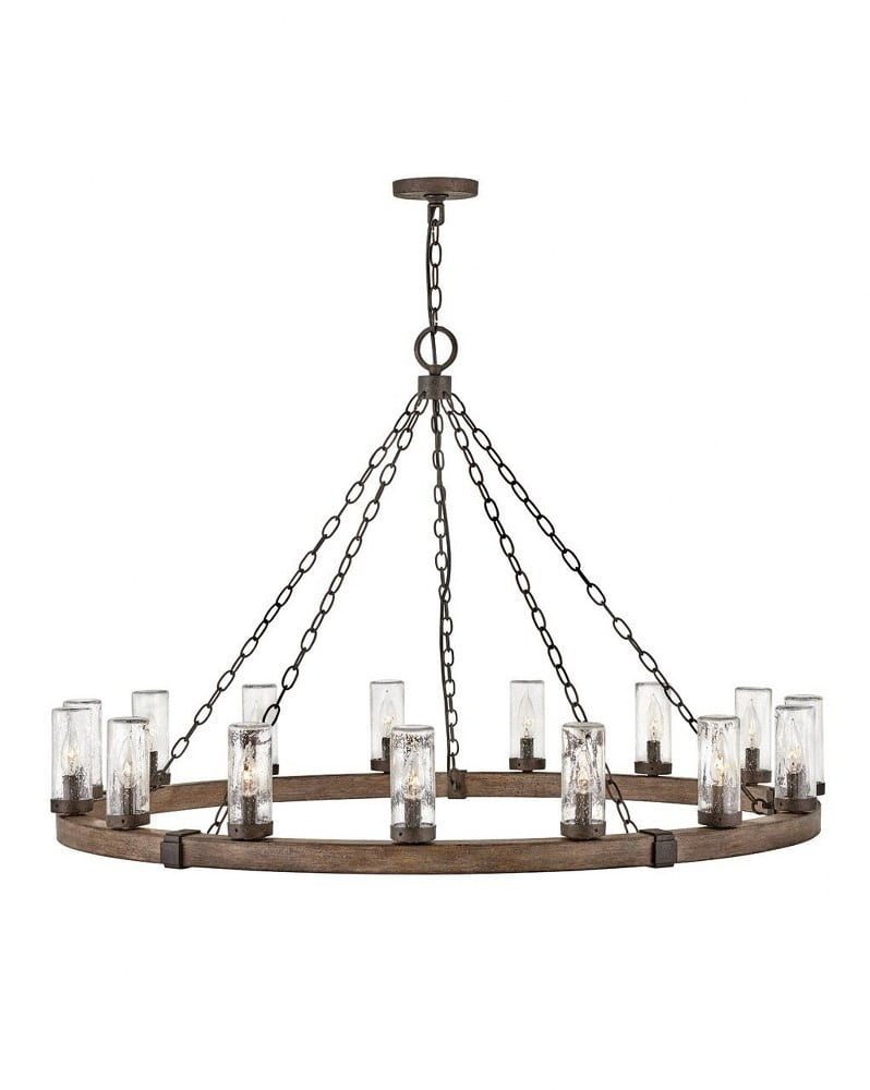 Sequoia Iron Rust Drum Glass LED Outdoor Lantern