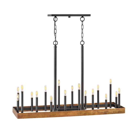 3868WA Hinkley Lighting Wells - Eighteen Light Large Linear Chandelier in Transitional-Industrial Style - 45.25 Inches Wide by 30.25 Inches High