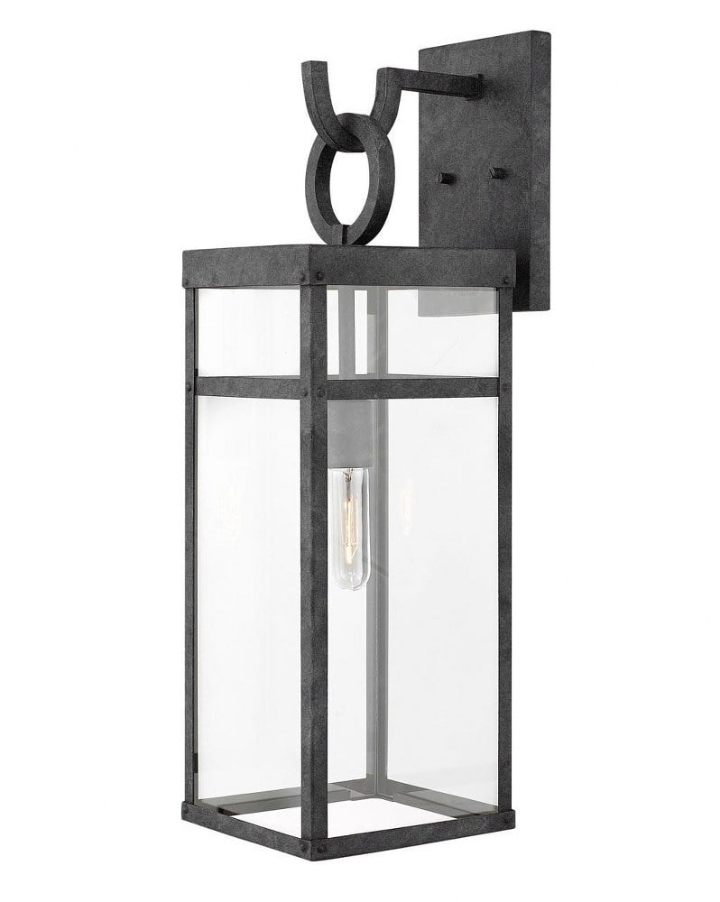 Aged Zinc 25" Tall Clear Glass Single Light Outdoor Wall Sconce