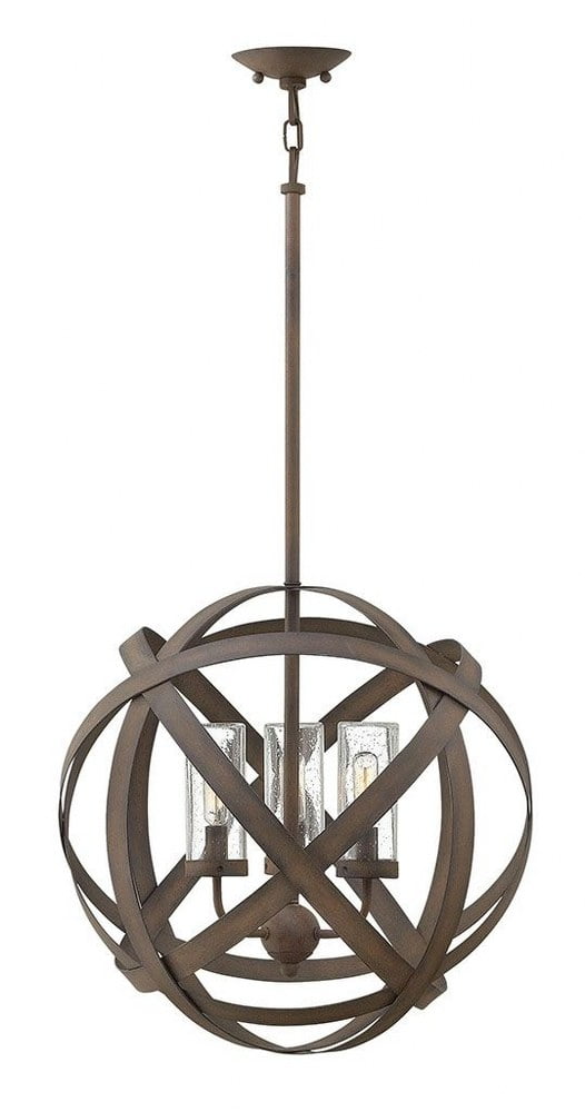 Carson Vintage Iron 3-Light Seedy Glass Globe Pendant