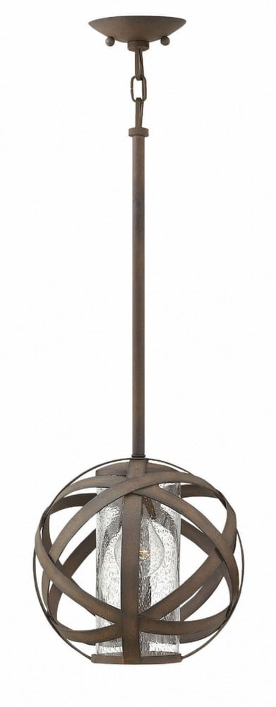 Carson Vintage Iron Globe Outdoor Pendant with Clear Seedy Glass