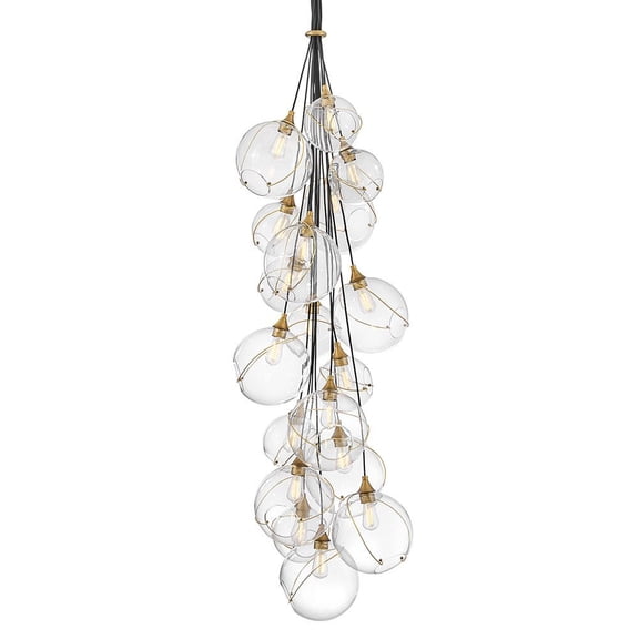 30309HBR Hinkley Lighting Skye - 180W 18 LED Double XL Multi-Tier Chandelier-125 Inches Tall and 39 Inches Wide-Heritage Brass Finish-Clear Glass