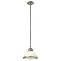1 Light Small Pendant In Traditional-Industrial Style 11.75 Inches Wide By 9 Inches High-Polished Antique Nickel Finish-Incandescent Lamping Type