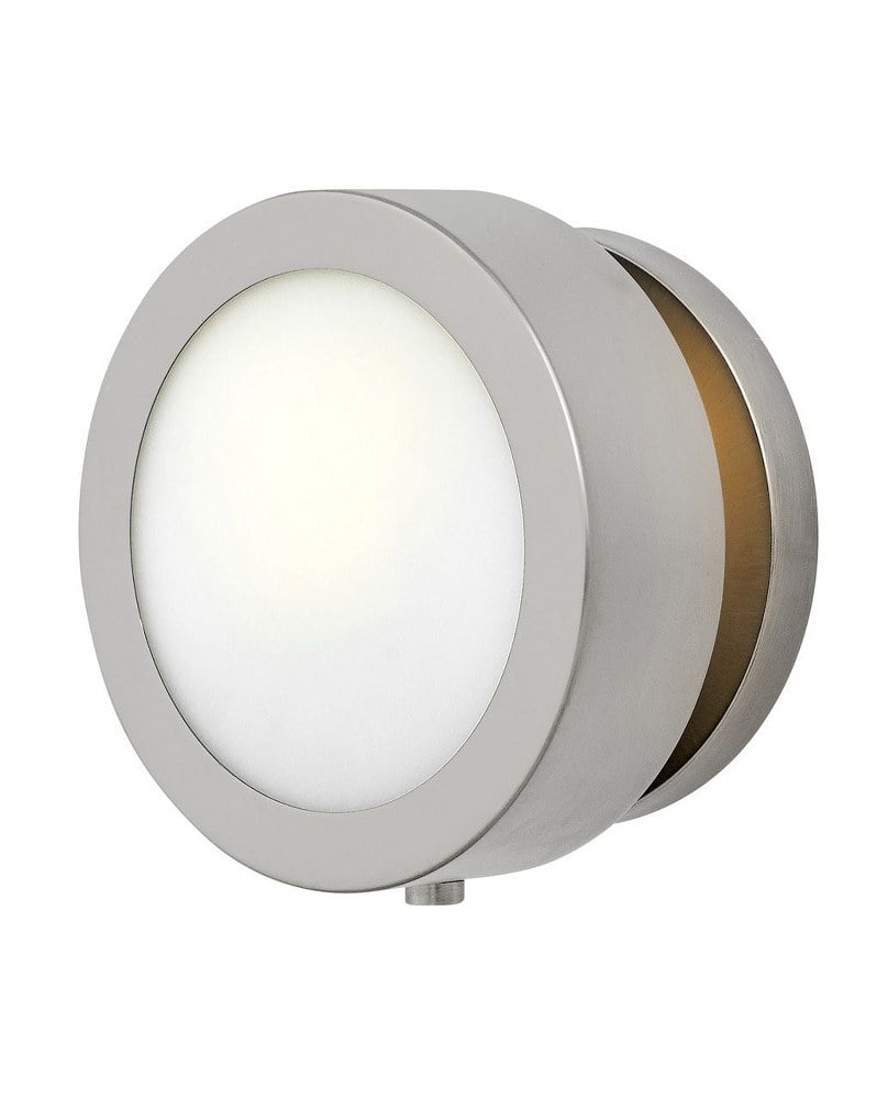 Brushed Nickel Circular Wall Sconce with Opal Glass