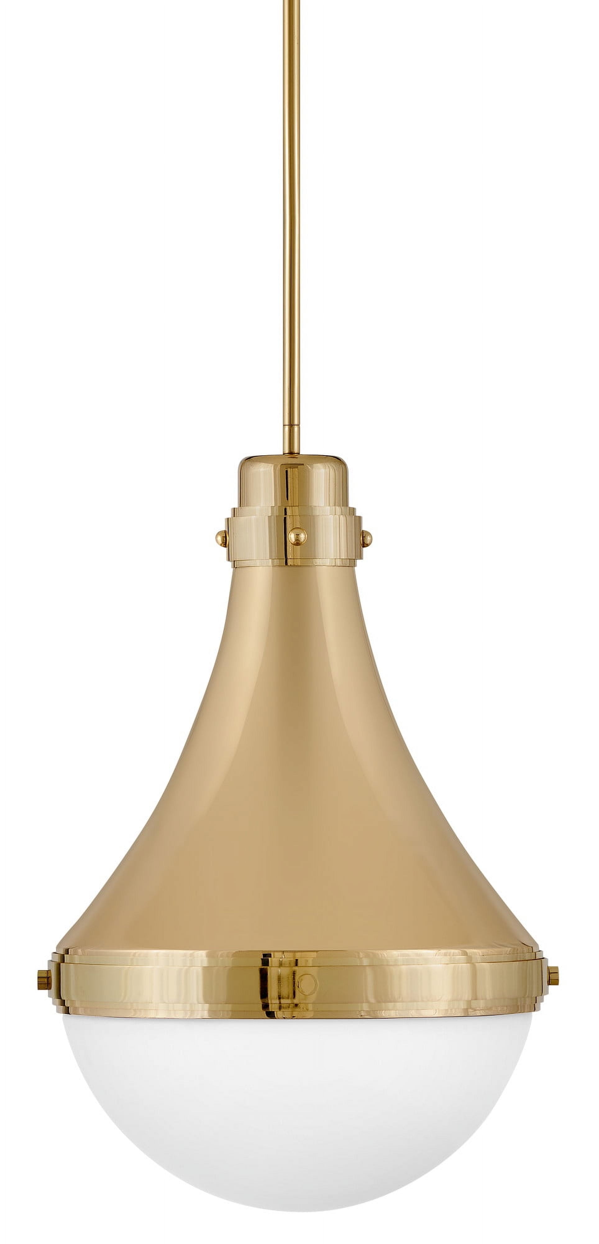 Elegant Brass and Opal Glass 21.25" Transitional Pendant Light