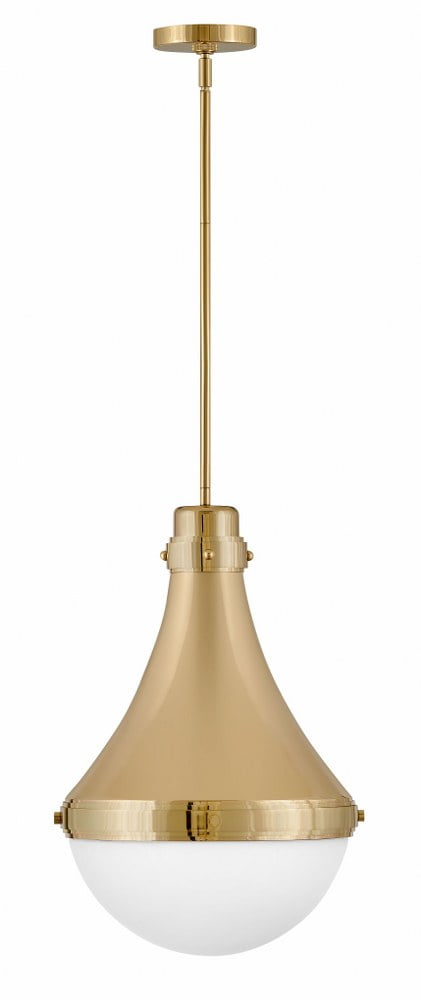 Elegant Brass and Opal Glass 21.25" Transitional Pendant Light