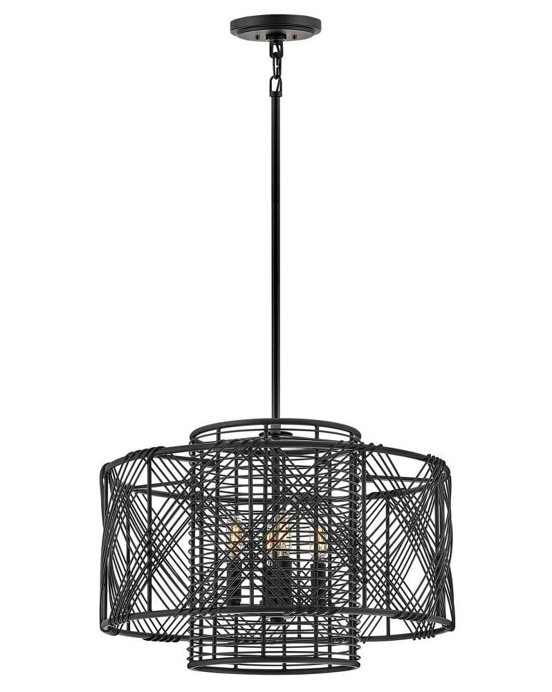 Nikko Black Drum 4-Light LED Bohemian Pendant