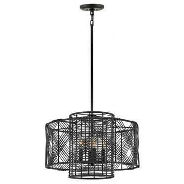 4 Light Large Convertible Pendant In Transitional And Coastal And Bohemian Style-13.75 Inches Tall And 20.25 Inches Wide-Black Finish Hinkley