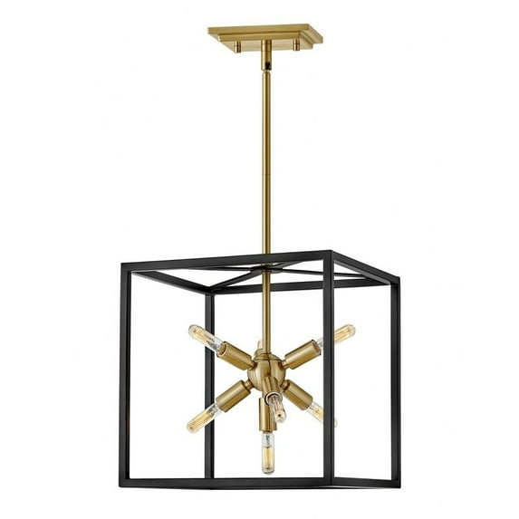 7 Light Small Convertible Pendant In Transitional And Modern And Mid-Century Modern Style-14 Inches Tall And 13 Inches Wide-Black Finish Hinkley