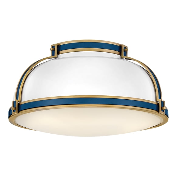 Hinkley Lighting 46353GW-LCB Barton 3 Light 18" Wide Flush Mount Ceiling Fixture - White