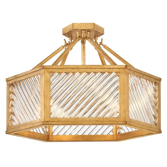 Sura - Light Distressed Brass Flush Mount Light