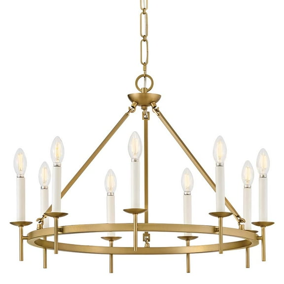 Hinkley Lighting 47475 Copley 9 Light 28" Wide Taper Candle Style Chandelier - Brass