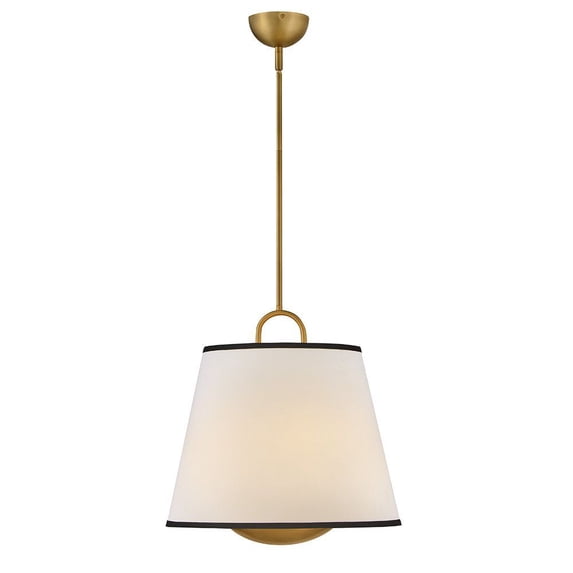 47517LCB-OW Hinkley Lighting Sonia - 30W 3 LED Large Pendant-18.5 Inch Tall and 18 Inch Wide-Lacquered Brass Finish-Off White Linen Shade Color
