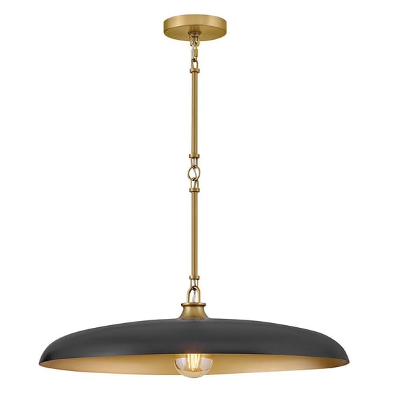 48165LCB-BK Hinkley Lighting Sadie - 12W 1 LED Dome Chandelier-6.25 Inch Tall and 24 Inch Wide-Lacquered Brass/Black Finish