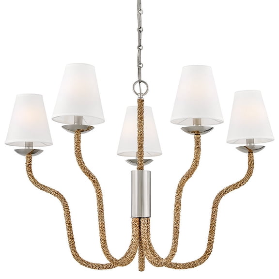 Hinkley Lighting 48444 Harwich 5 Light 36" Wide Led Chandelier - Polished Nickel / Natural