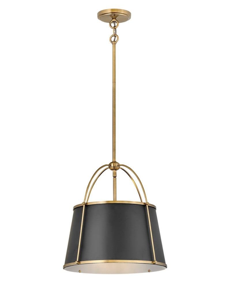Elegant Warm Brass LED Drum Pendant with Adjustable Height