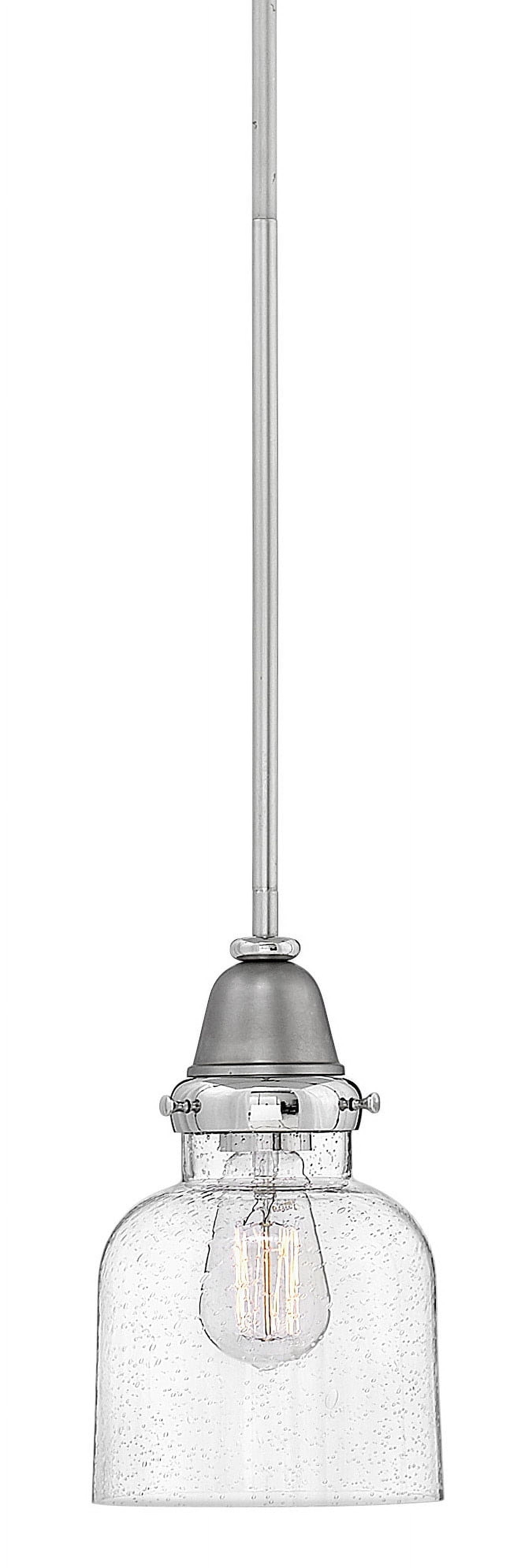 English Nickel Mini Pendant Light with Clear Seedy Glass