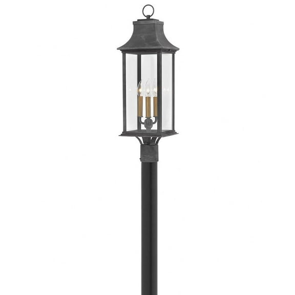 3 Light Outdoor Post Top/Pier Mount In Traditional Style 8.5 Inches Wide By 27.75 Inches High-Aged Zinc Finish-Incandescent Lamping Type Hinkley