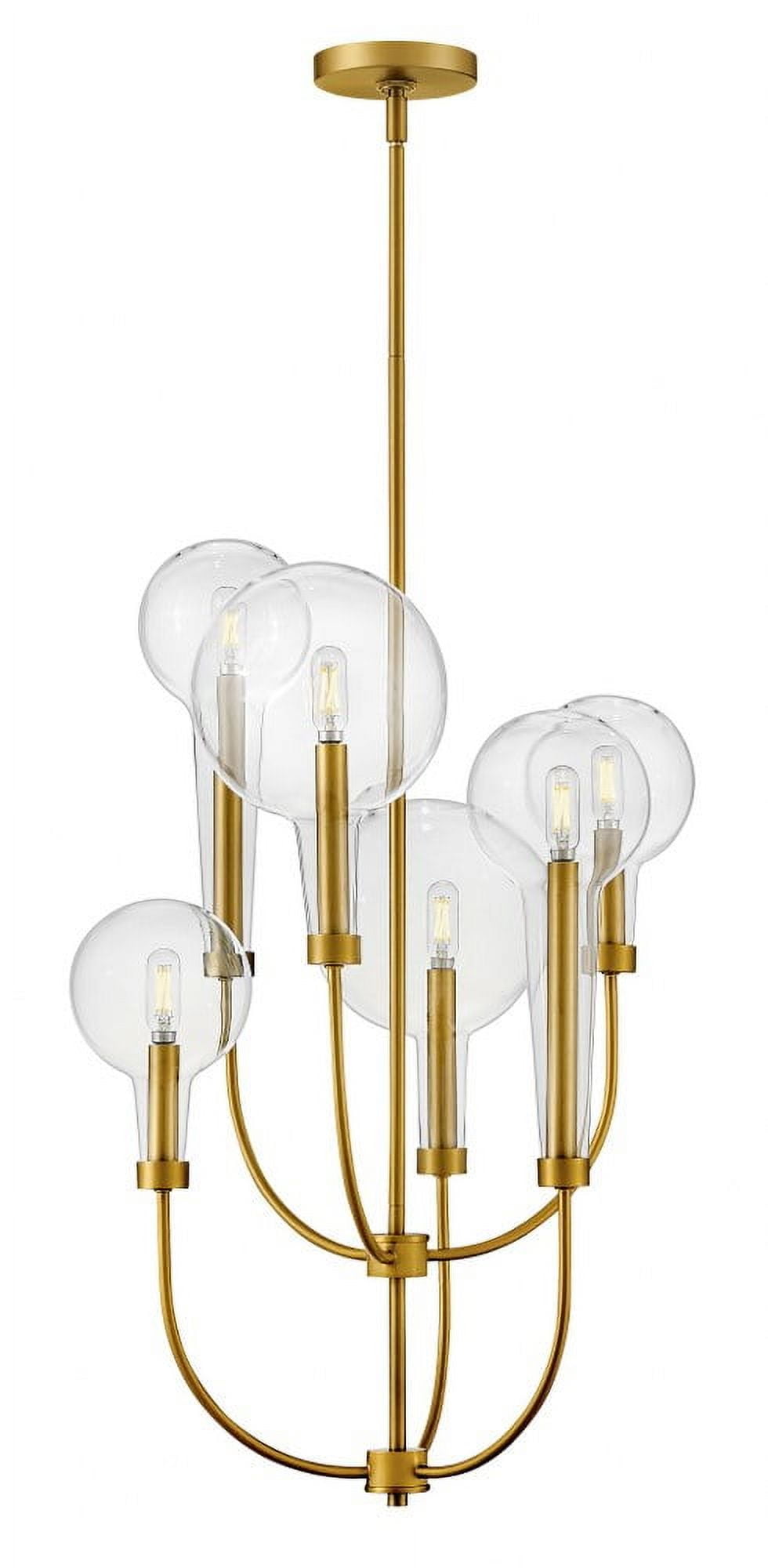 Alchemy 6-Light Lacquered Brass Cage Chandelier with Clear Glass