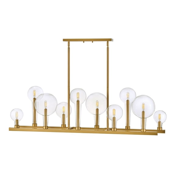30528LCB Hinkley Lighting Alchemy - Ten Light Linear Chandelier in Transitional-Industrial Style - 48.25 Inches Wide by 17 Inches High-Lacquered Brass