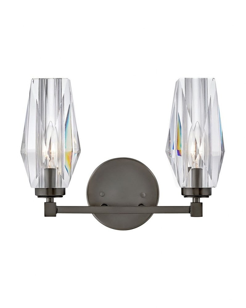 Ana 2-Light Black Oxide Vanity with Faceted Crystal Shades
