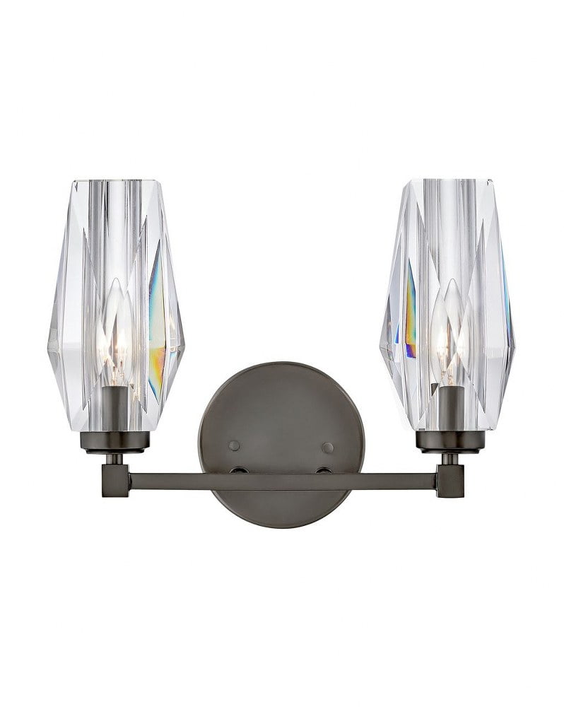 Ana 2-Light Black Oxide Vanity with Faceted Crystal Shades