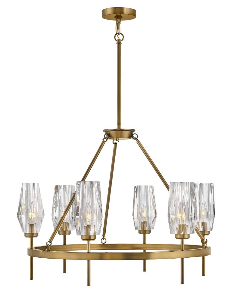 Heritage Brass 6-Light Crystal Chandelier with Faceted Shades