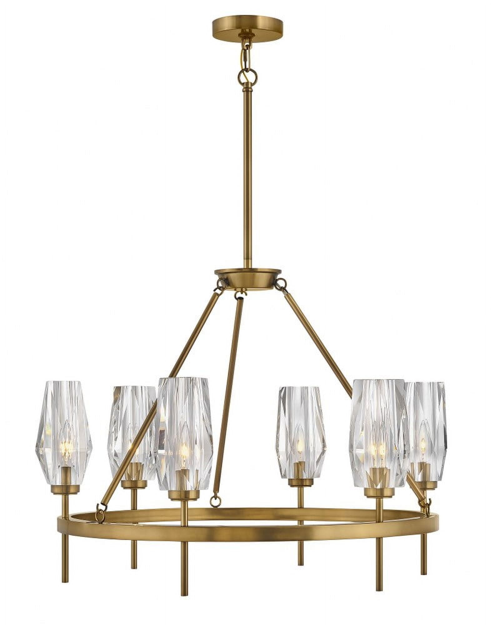 Heritage Brass 6-Light Crystal Chandelier with Faceted Shades