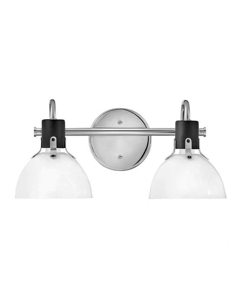 Argo Chrome and Black 2-Light Dimmable Vanity Light with Cased Opal Shade