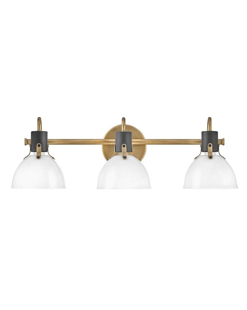 Heritage Brass and Black 3-Light Dimmable Outdoor Vanity Light
