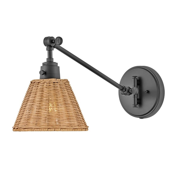 3690BK-NAT Hinkley Lighting Arti - 1 Light Wall Mount In Transitional Style-10.25 Inches Tall and 7.75 Inches Wide-Black Finish-Light Natural Rattan