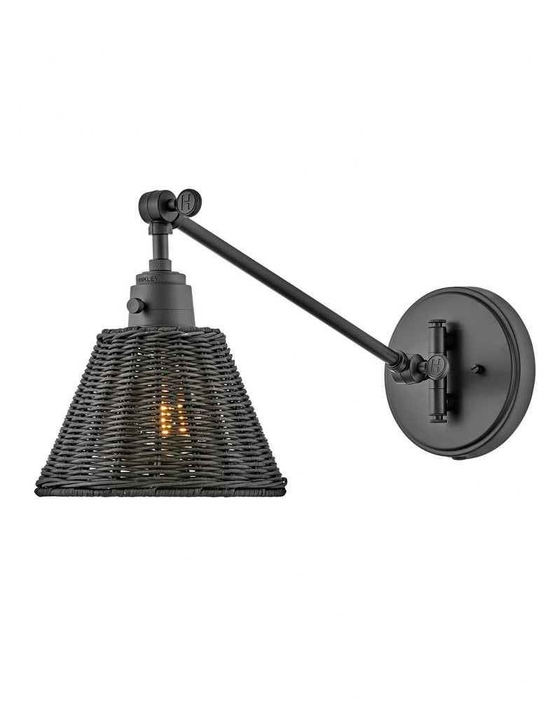 Black and Bronze Rattan Plug-In Wall Sconce