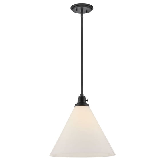 3694BK-CO-Hinkley Lighting-Arti - 12W 1 LED Medium Pendant-14.5 Inches Tall and 15 Inches Wide-Black/Cased Opal Finish