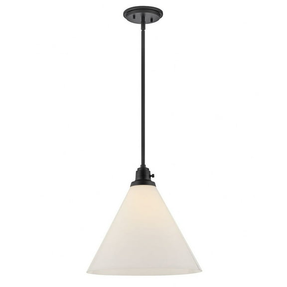 3694BK-CO-Hinkley Lighting-Arti - 12W 1 LED Medium Pendant-14.5 Inches Tall and 15 Inches Wide-Black/Cased Opal Finish