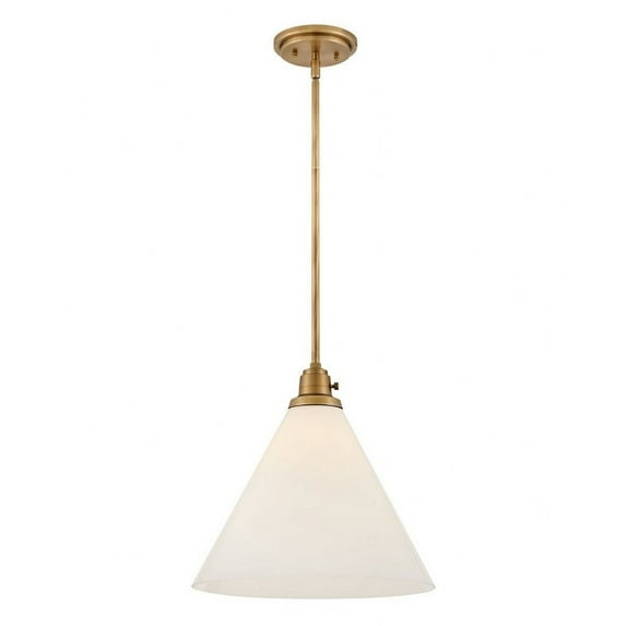 3694HB-CO-Hinkley Lighting-Arti - 12W 1 LED Medium Pendant-14.5 Inches Tall and 15 Inches Wide-Heritage Brass/Cased Opal Finish