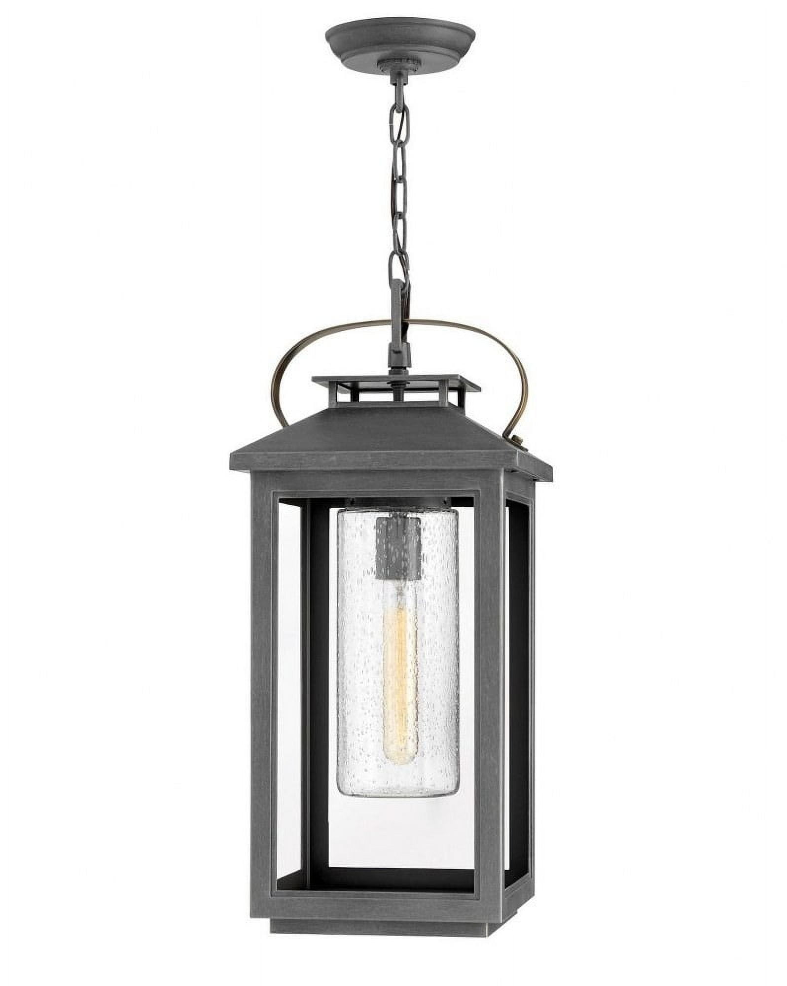 Ash Bronze 21.5" Outdoor Hanging Lantern with Clear Seedy Glass