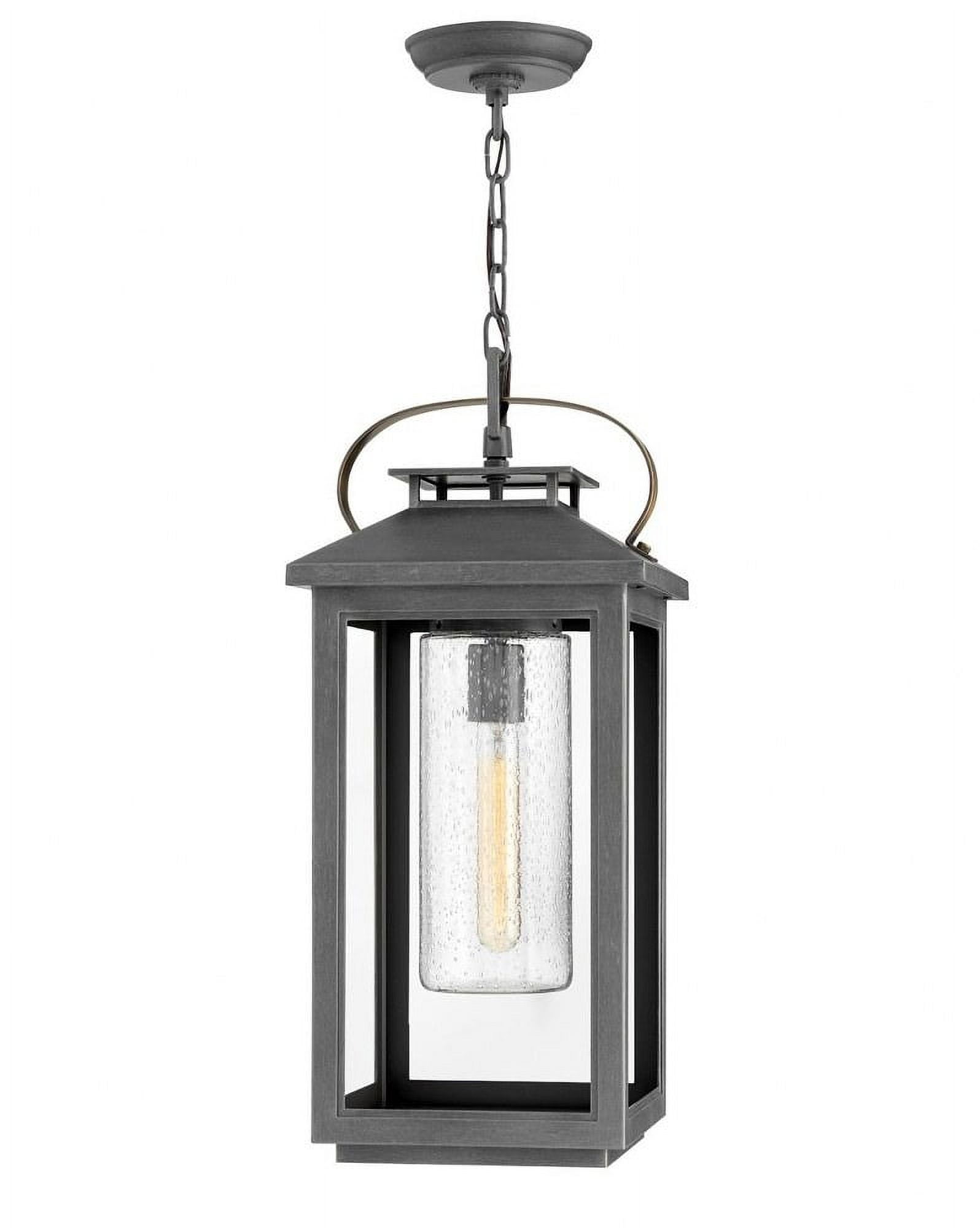 Ash Bronze 21.5" Outdoor Hanging Lantern with Clear Seedy Glass