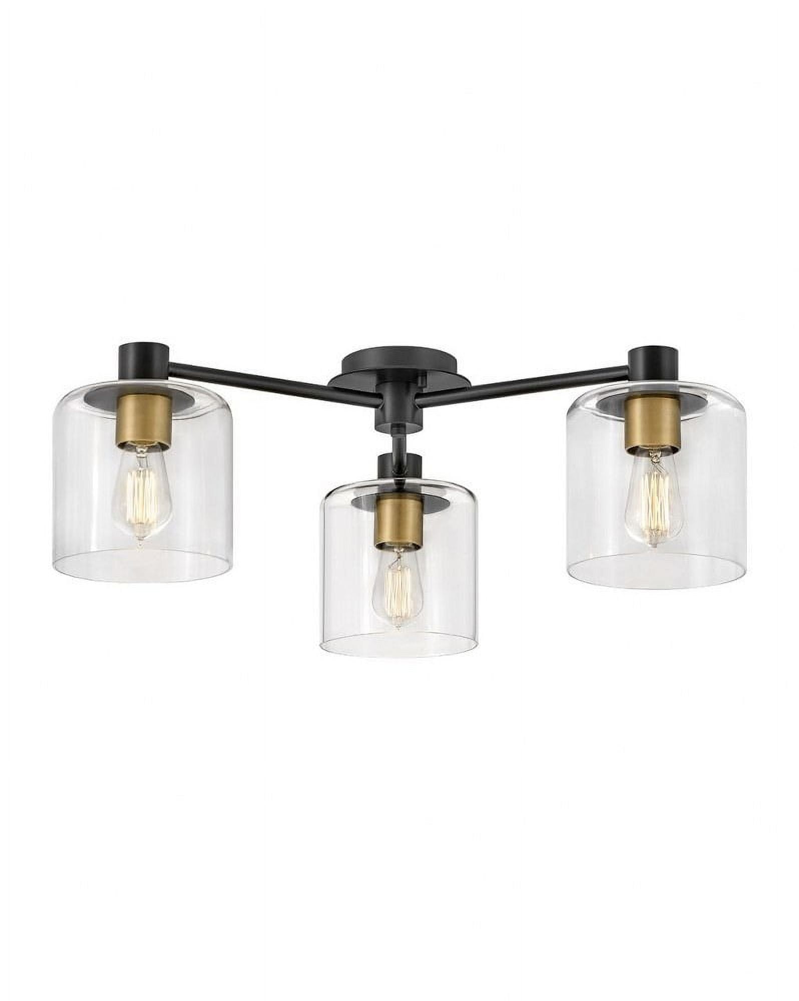 Axel Black and Heritage Brass 3-Light Indoor/Outdoor Flush Mount