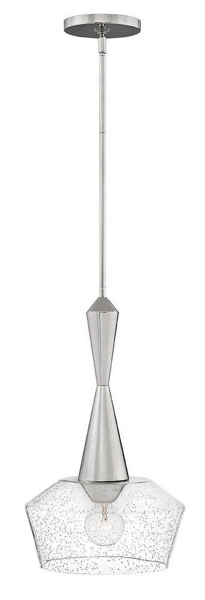 Bette 1-Light Small Schoolhouse Pendant in Polished Nickel with Clear Seedy Glass