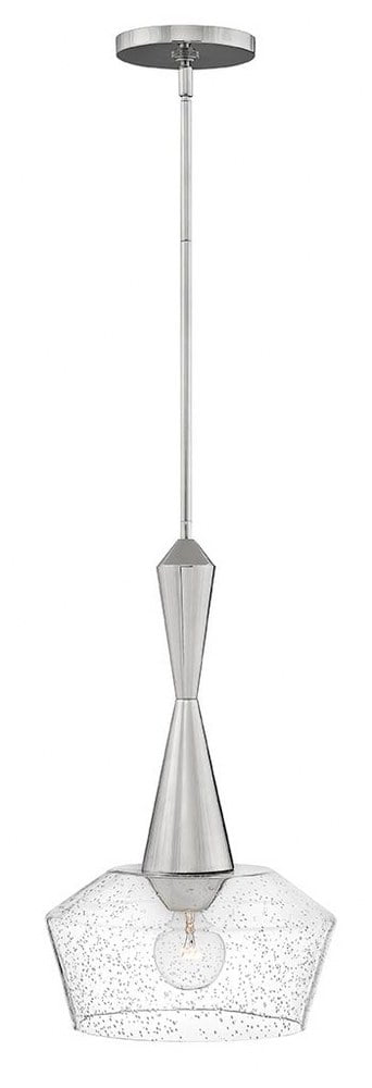 Bette 1-Light Small Schoolhouse Pendant in Polished Nickel with Clear Seedy Glass