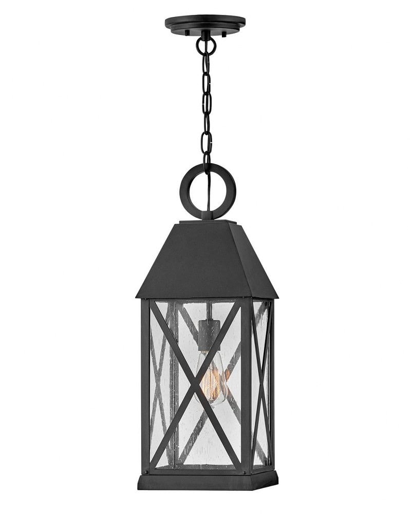 Museum Black Aluminum 1-Light Outdoor Lantern Pendant