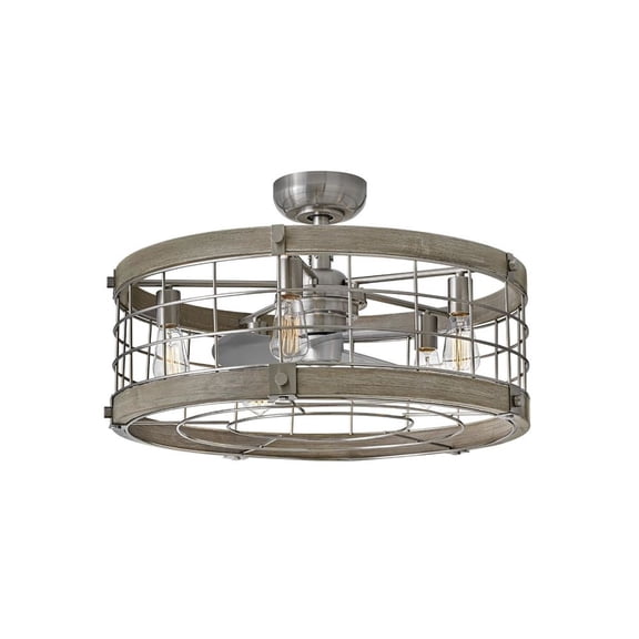 904627FBN-LIA Hinkley Lighting Bryce - 30W 5 LED Fandelier In Style-18.5 Inches Tall and 27 Inches Wide-Brushed Nickel/Weathered Wood Finish