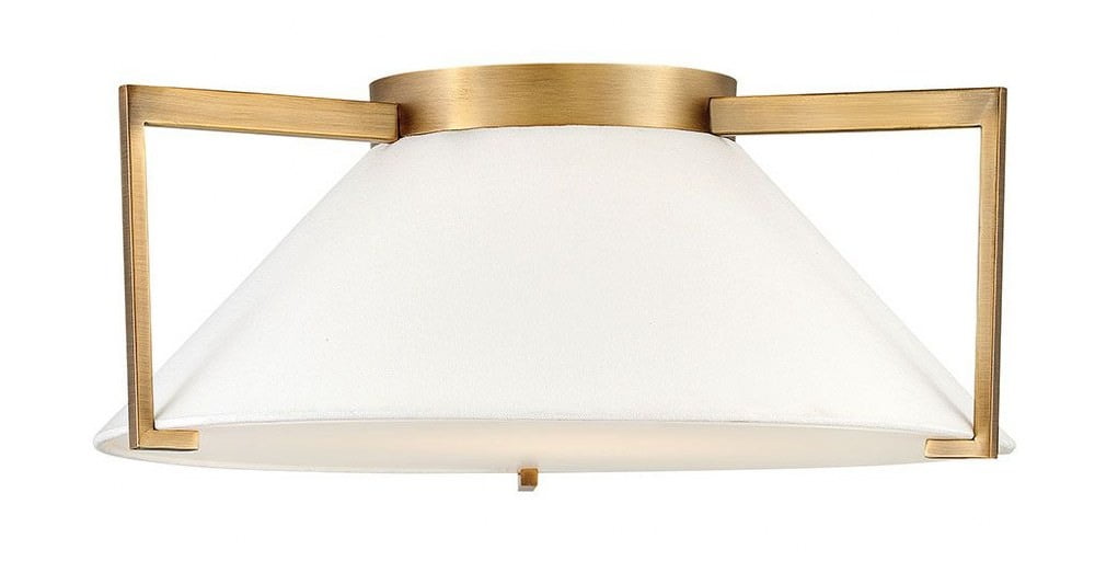 Transitional Brushed Bronze 20" LED Drum Flush Mount with Etched Acrylic