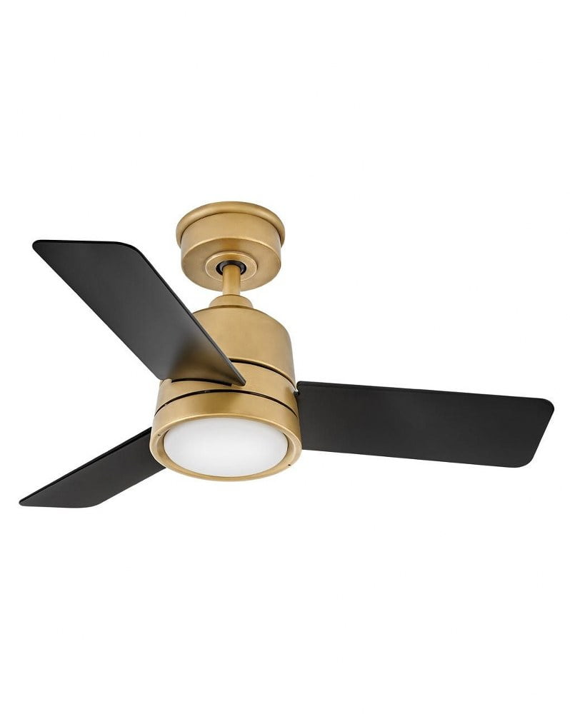 36'' Heritage Brass and Matte Black Smart Ceiling Fan with LED Light
