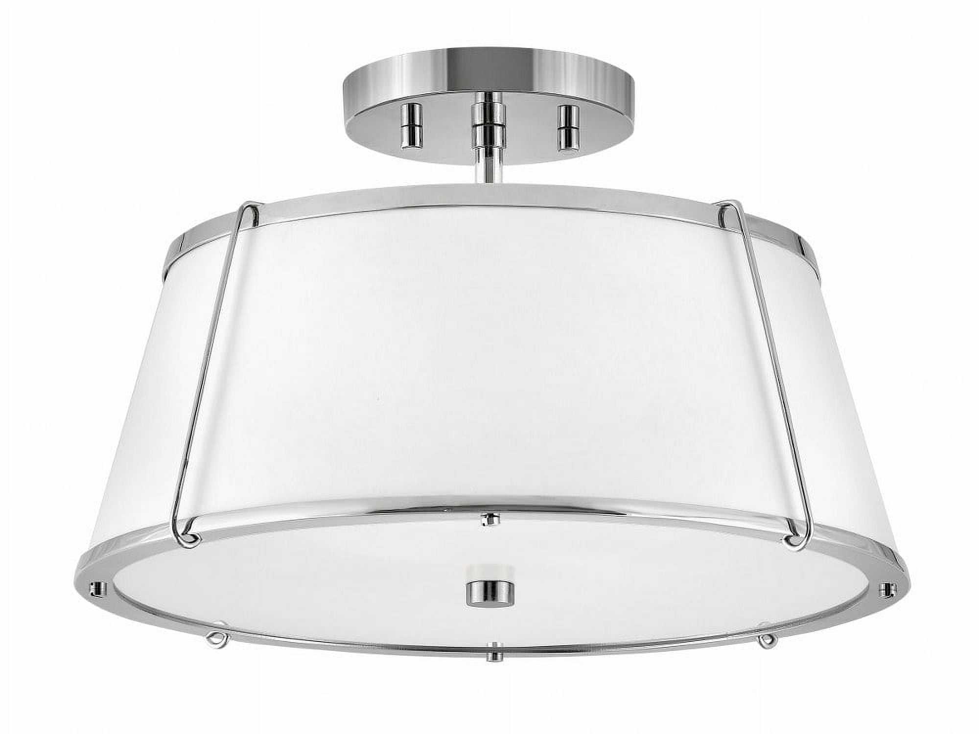 Elegant 2-Light Polished Nickel Drum LED Semi-Flush Mount